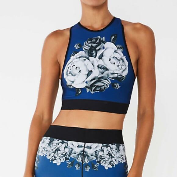Ultracor Women's The Altitude Silk Posey Blue‎ Print Sleeveless Crop XS NEW - Picture 1 of 4